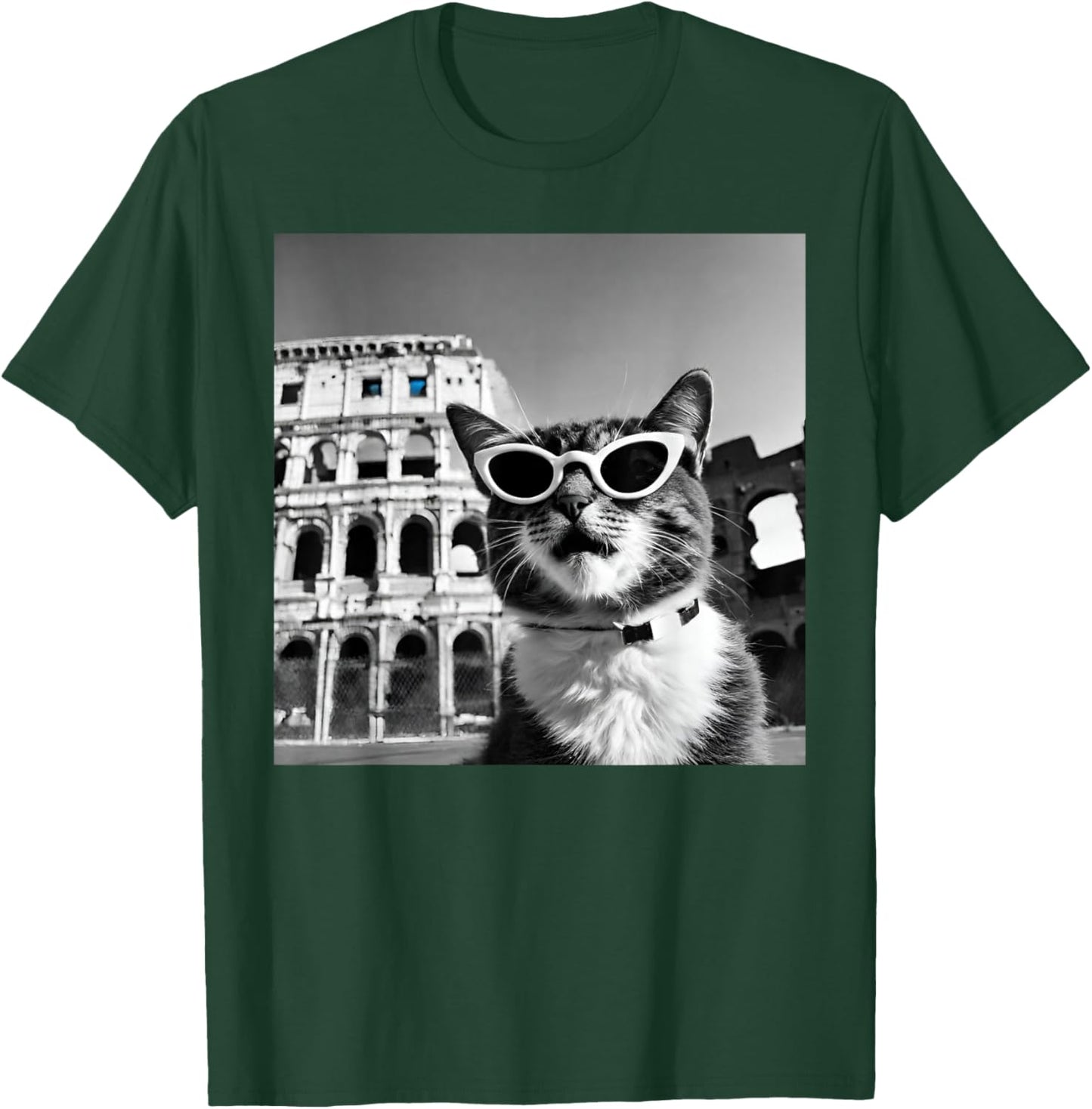 Funny Cat Wearing Sunglasses At The Roman Colosseum T-Shirt - T-Shirt | Forest