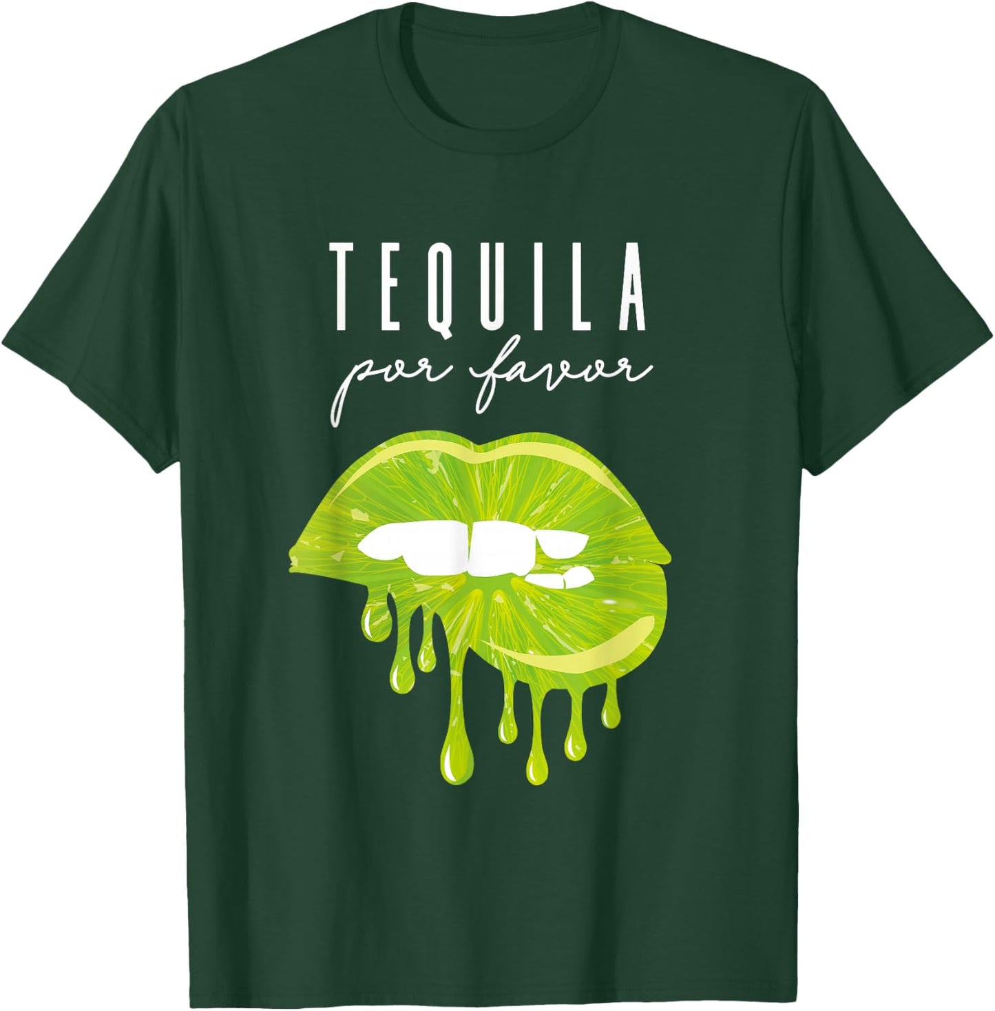 Tequila Por Favor lime lips adult drinking Cinco De Mayo T-Shirt - T-Shirt | Forest