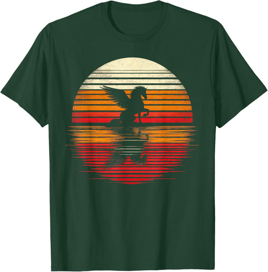 Pegasus Sunset Retro Style Safari Vintage 70s T-Shirt - T-Shirt | Forest
