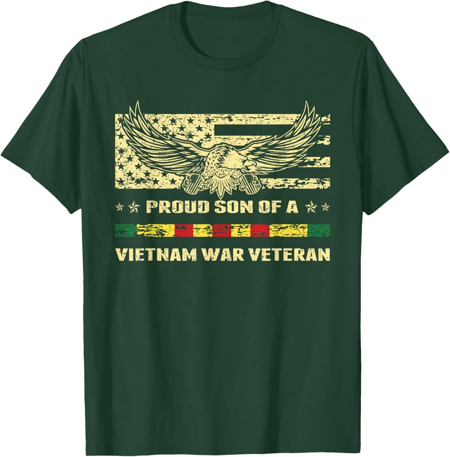 Proud Son Of A Vietnam War Veteran Military Vet's Child Gift T-Shirt - T-Shirt | Forest