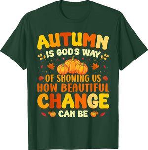 Christian Lover Thanksgiving Autumn Is Gods Way Fall Pumpkin T-Shirt - T-Shirt | Forest