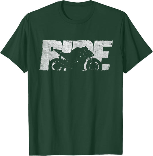 Naked Bike Lovers Gifts - Klassisches Z1000 Naked Bike Ride Motorrad - Schwarz, , Klein, Kurzarm, Klassische Passform, Used-Look-Design, Baumwolle 50%, Polyester 50% T-Shirt - T-Shirt | Forest