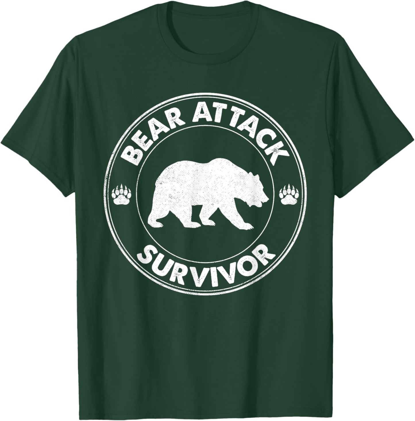 Bear Attack Survivor Funny Retro Hiker Comper Biker Outdoors T-Shirt - T-Shirt | Forest