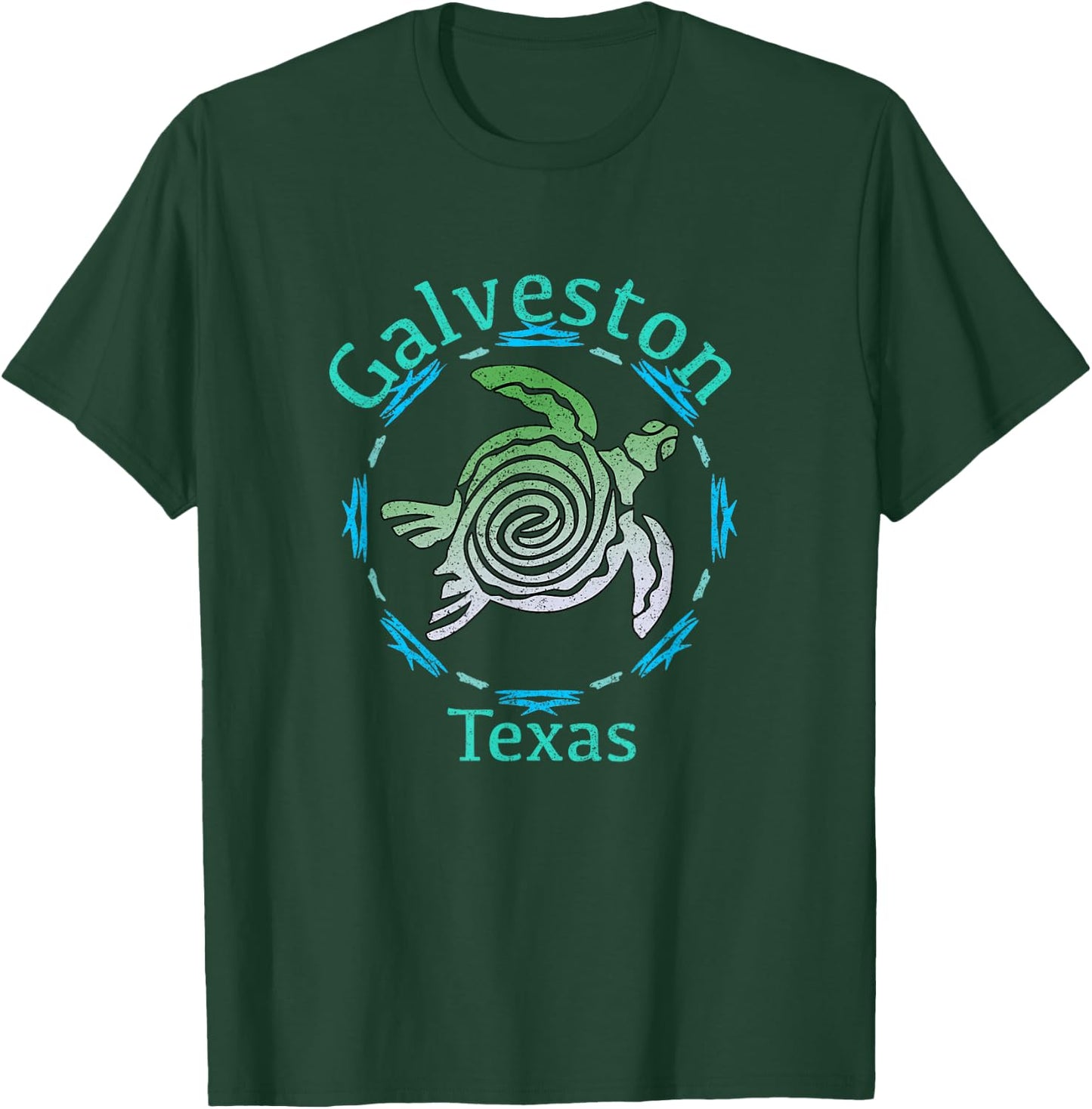 Galveston Texas Vintage Tribal Turtle Gift T-Shirt - T-Shirt | Forest