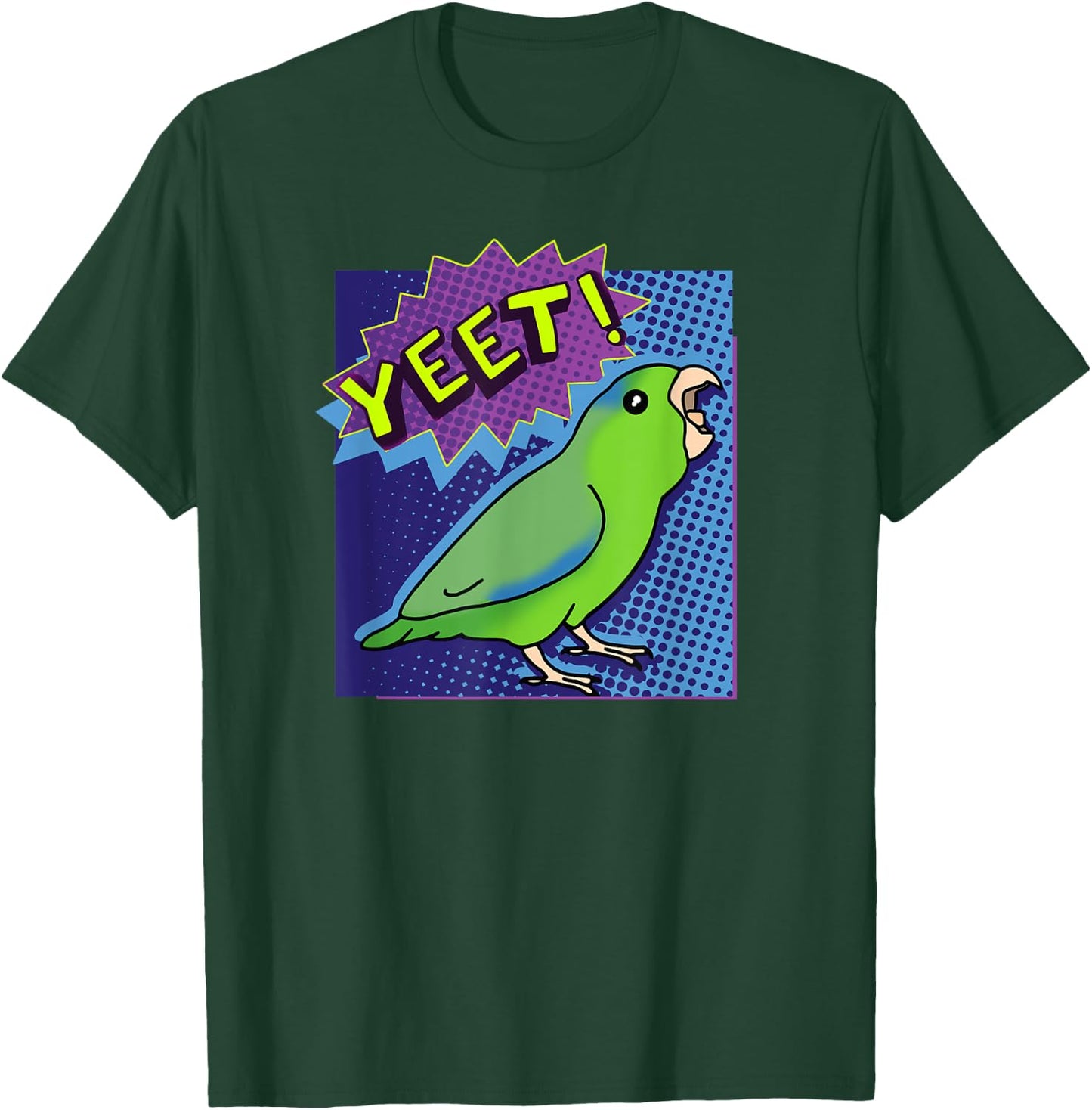 Funny green Parrotlet screams YEET Birb Memes Parrot Lover T-Shirt - T-Shirt | Forest