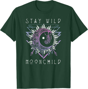 Sun and Moon Design Stay Wild Moon Child T-Shirt - T-Shirt | Forest