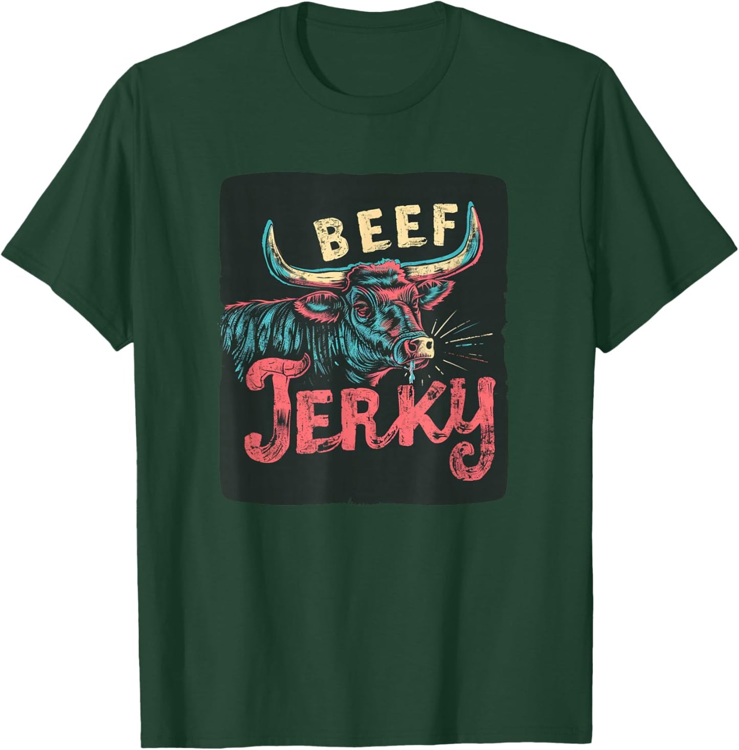 Funny Cattle Cow with Beef Jerky for Meat Lovers T-Shirt - T-Shirt | Forest