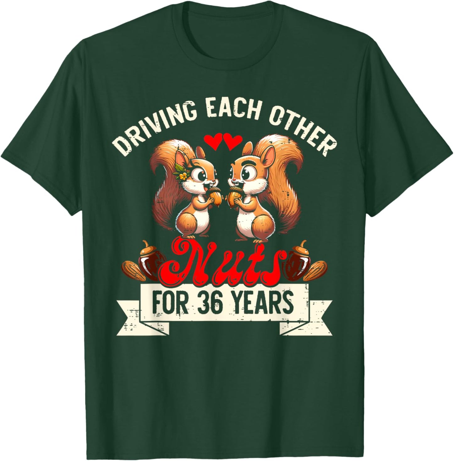 Couples Married 36-Year Funny 36th Wedding Anniversary T-Shirt - T-Shirt | Forest