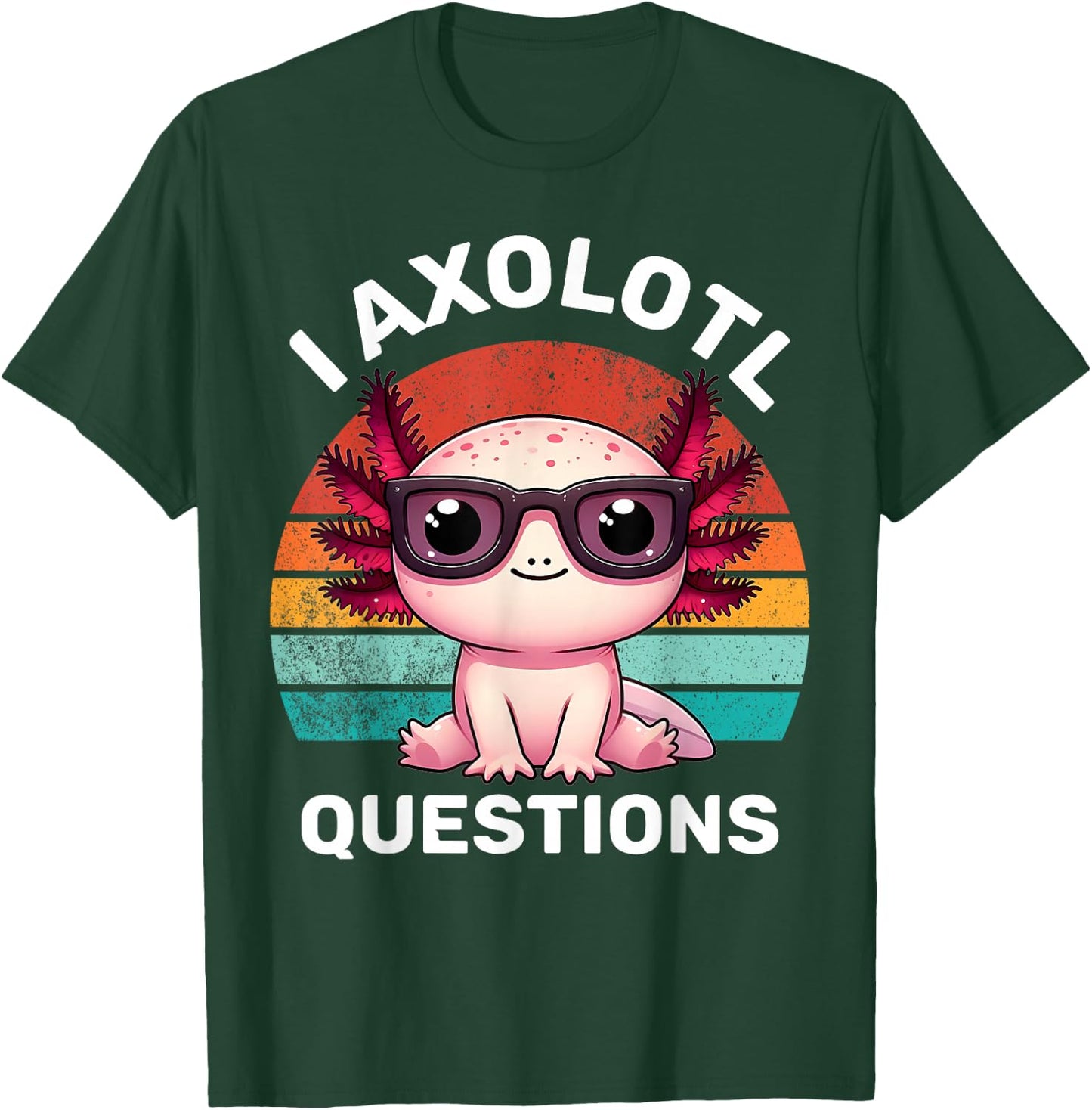 I Axolotl Questions Kids Funny Cute Axolotl Retro Vintage T-Shirt - T-Shirt | Forest