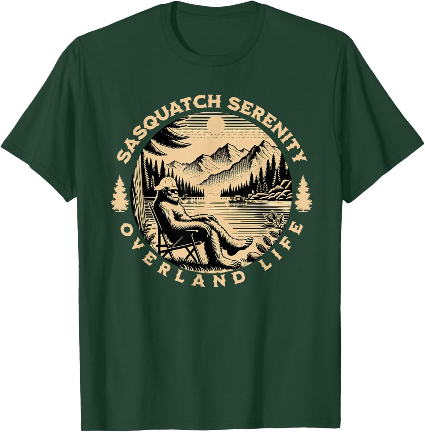 Sasquatch Serenity Overland Life Graphic , Small T-Shirt - T-Shirt | Forest