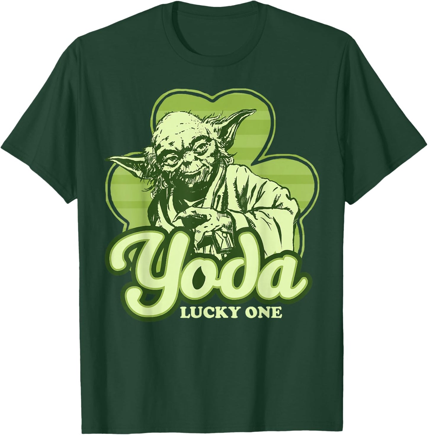 Star Wars St. Patrick's Day Yoda Lucky One Clover Smile T-Shirt - T-Shirt | Forest