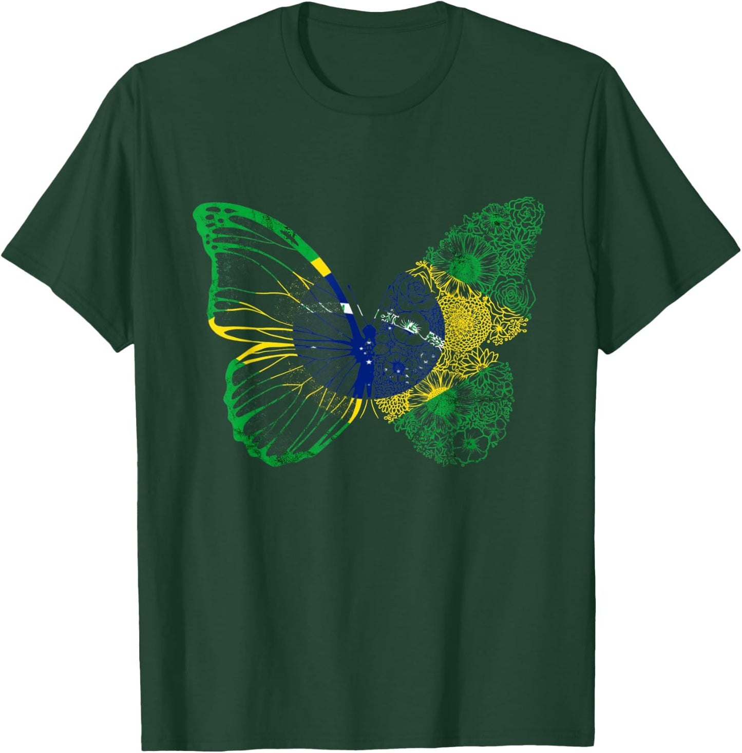Brazil Butterfly Brasilian Hope Brazil Flag Brazilian Roots T-Shirt - T-Shirt | Forest