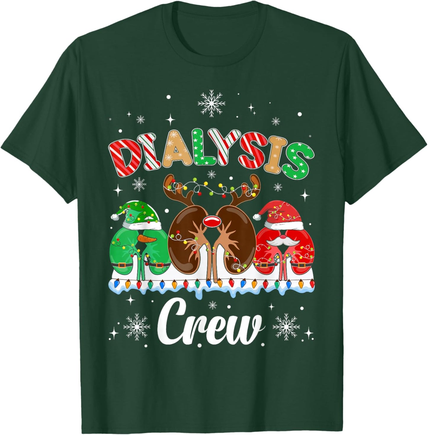 Dialysis Christmas Crew Dialysis Nurse Nephrology Technician T-Shirt - T-Shirt | Forest