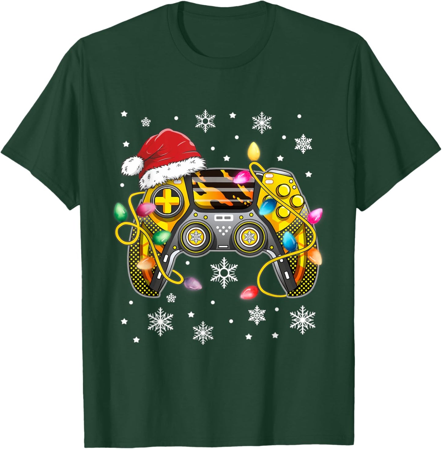 Video Game Controller Christmas Santa Hat Gamer Boys T-Shirt - T-Shirt | Forest