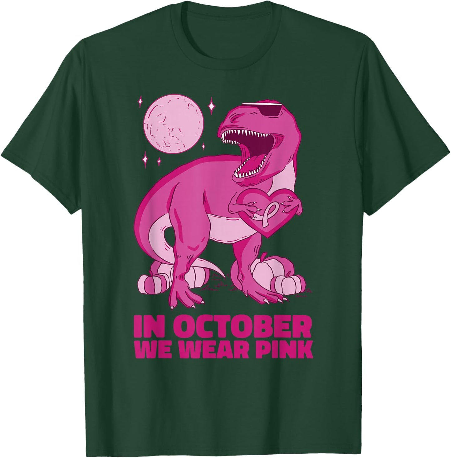 breast cancer awareness In October We Wear Pink dinosaur T-Shirt - T-Shirt | Forest