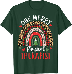 Physical Therapist Cute Rainbow Christmas Physical Therapy T-Shirt - T-Shirt | Forest