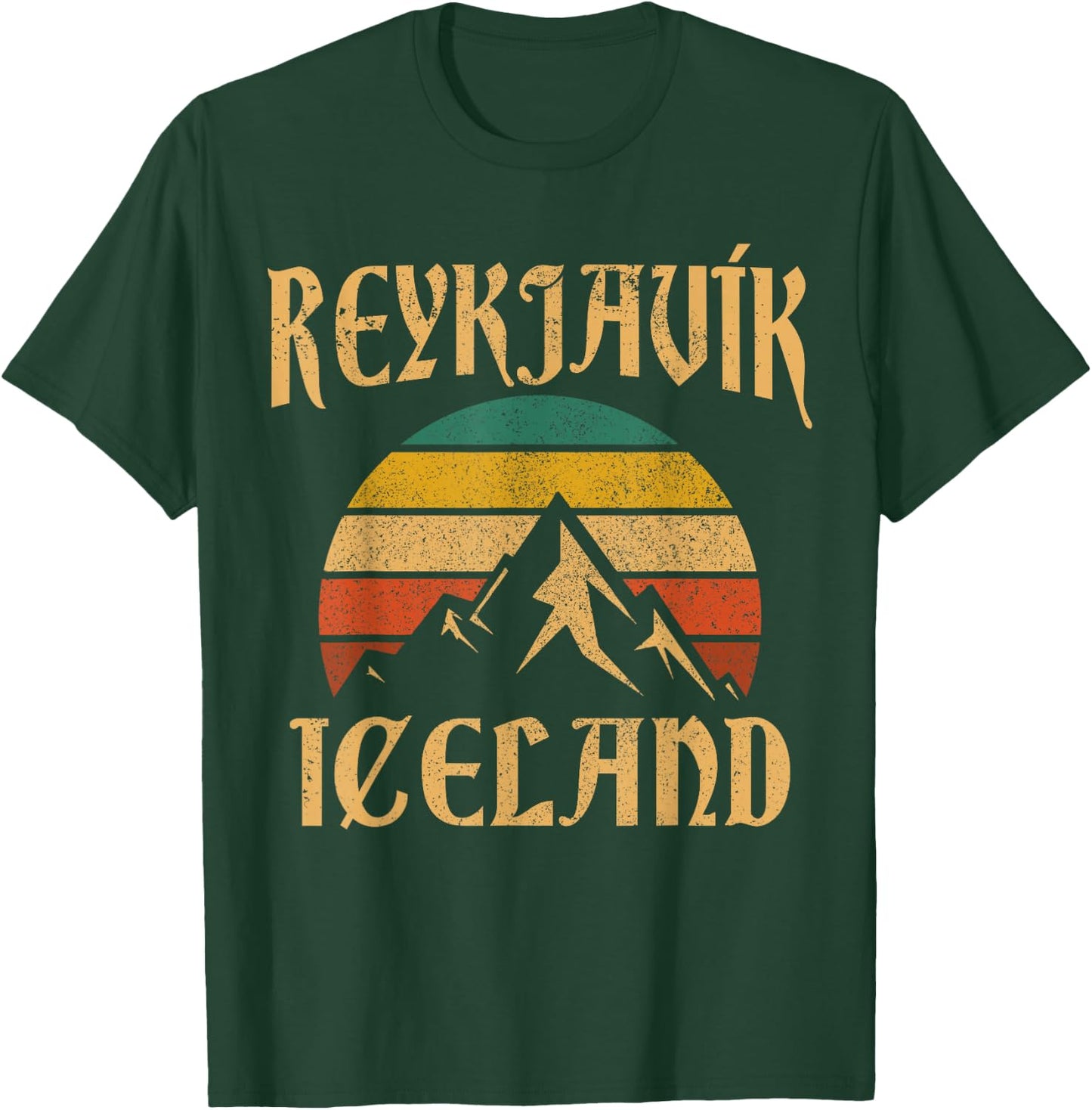 Reykjavik Island Island Vintage Mountains T-Shirt - T-Shirt | Forest