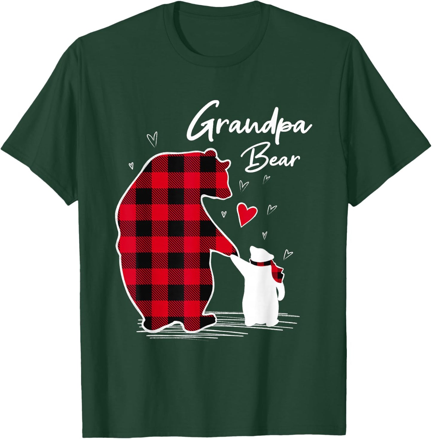 Grandpa Bear Christmas Pajama Red Buffalo Plaid T-Shirt - T-Shirt | Forest