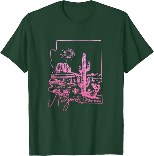 State of Arizona USA Cactus Vintage T-Shirt - T-Shirt | Forest