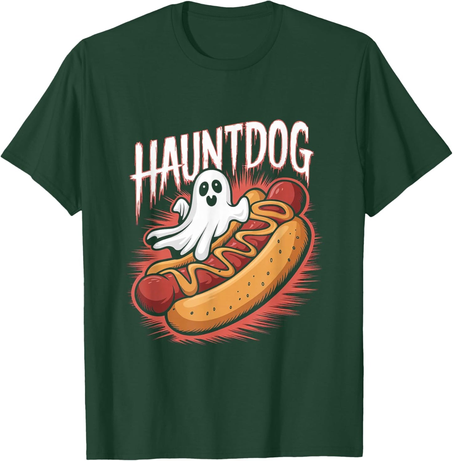 Hauntdog Funny Ghost Hot Dog Halloween Costume T-Shirt - T-Shirt | Forest