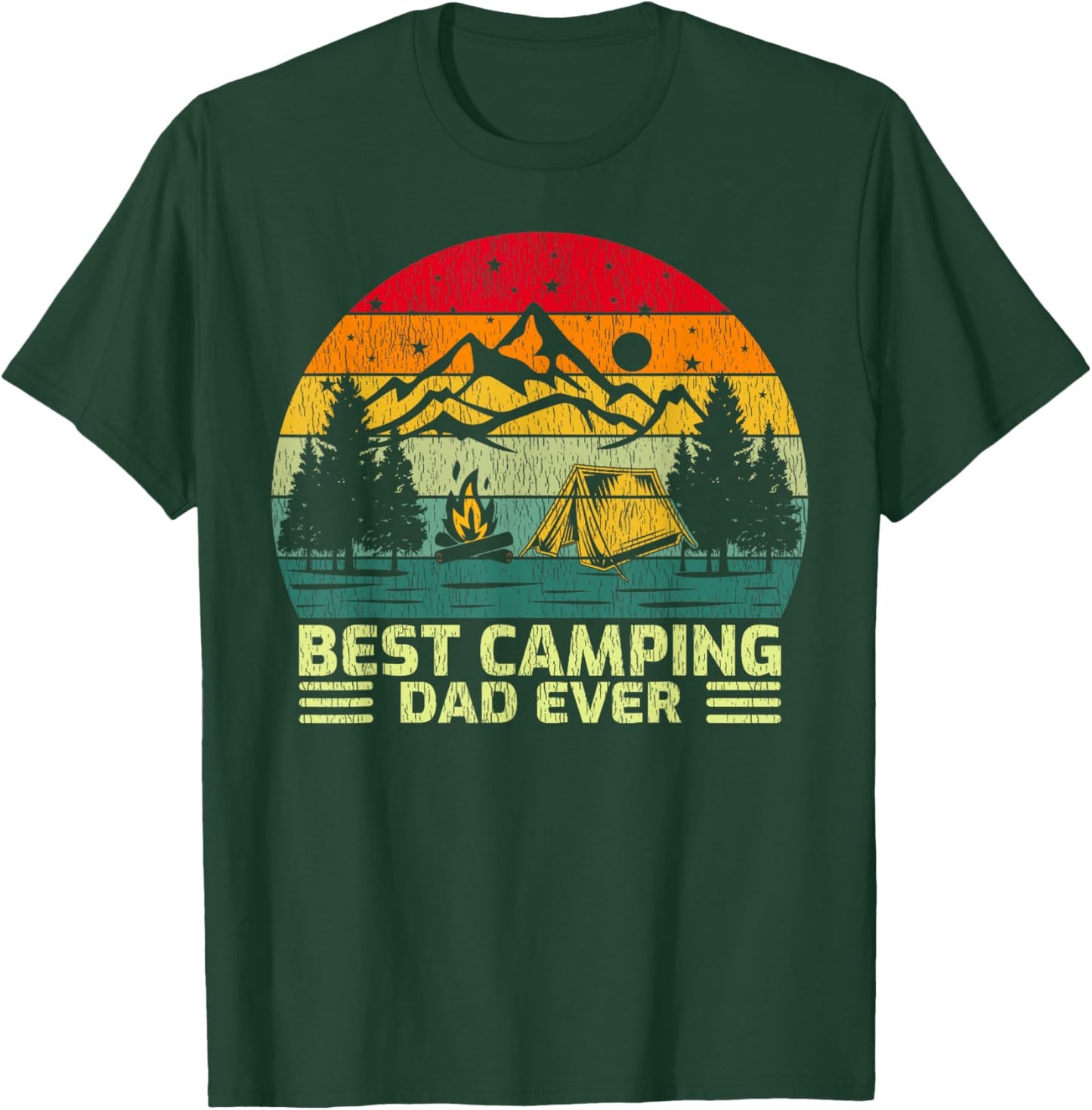 Funny Vintage Best Camping Dad Ever Father's Day T-Shirt - T-Shirt | Forest