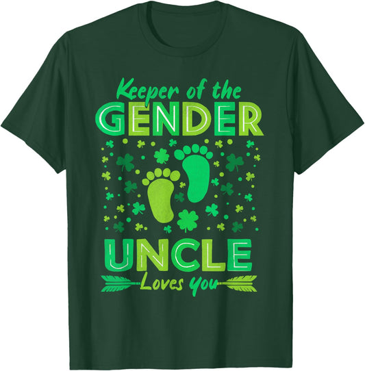 Keeper Of The Gender Pink Or Blue Uncle St Patricks Day T-Shirt - T-Shirt | Forest