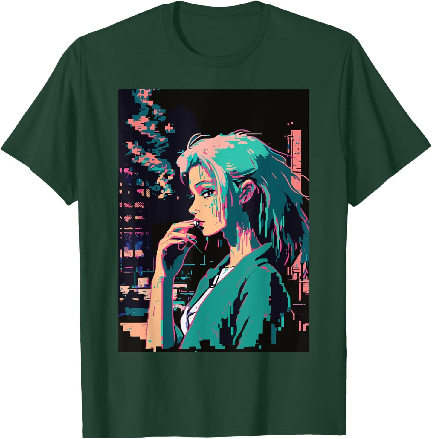 Japanese Vaporwave Sad Anime Girl Indie Aesthetic Otaku T-Shirt - T-Shirt | Forest