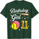 11th Birthday Girl Softball Eleventh Bday 11 Eleven Year Old T-Shirt - T-Shirt | Forest