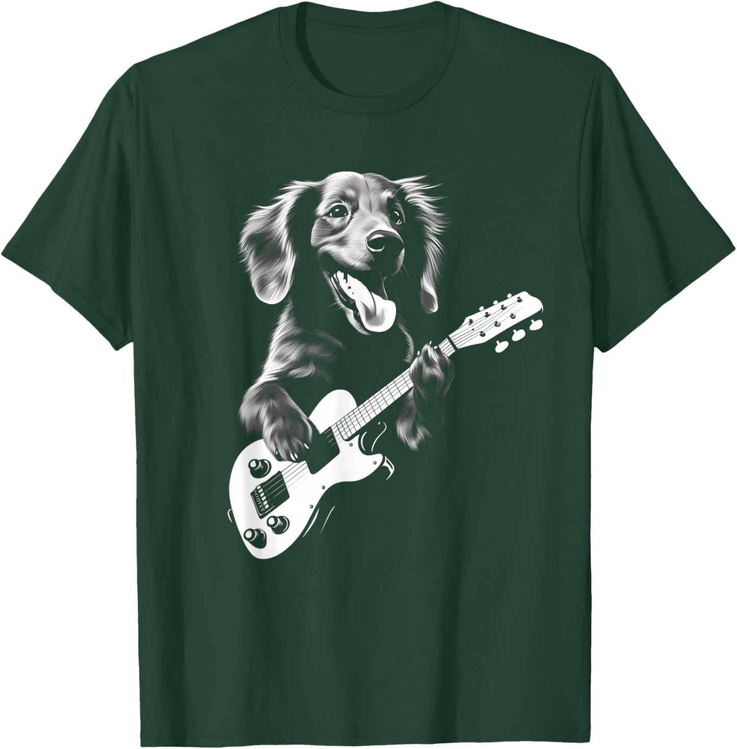 Dachshund Playing Guitar - Funny Guitar Dog T-Shirt - T-Shirt | Forest