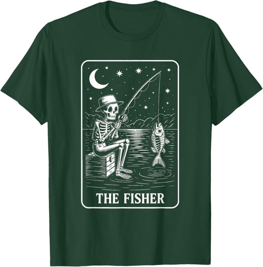 The Fisher Tarot Card Skeleton Fishing Lover Funny Gift T-Shirt - T-Shirt | Forest