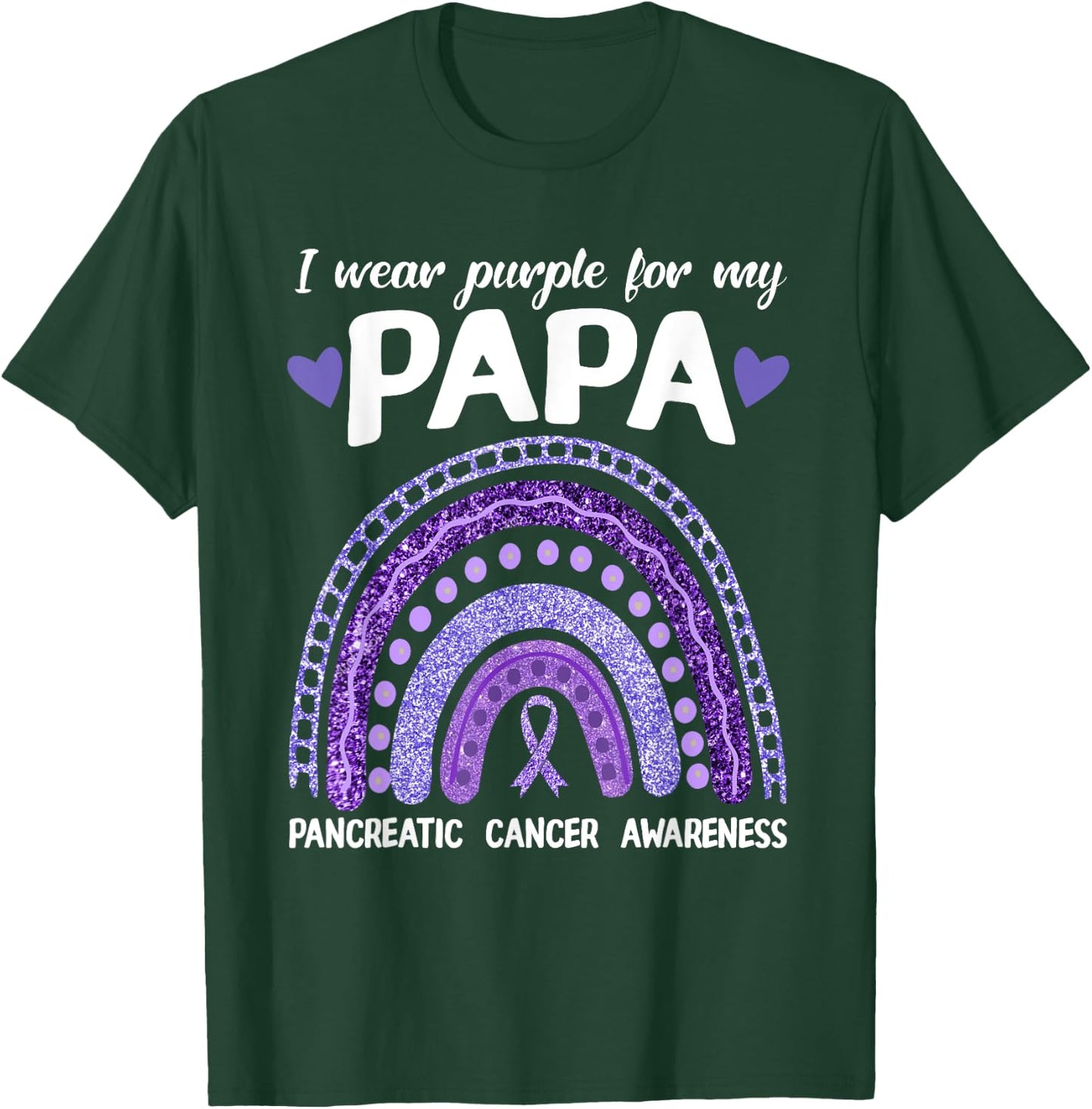 I Wear Purple For My Papa Pancreatic Cancer Rainbow T-Shirt - T-Shirt | Forest