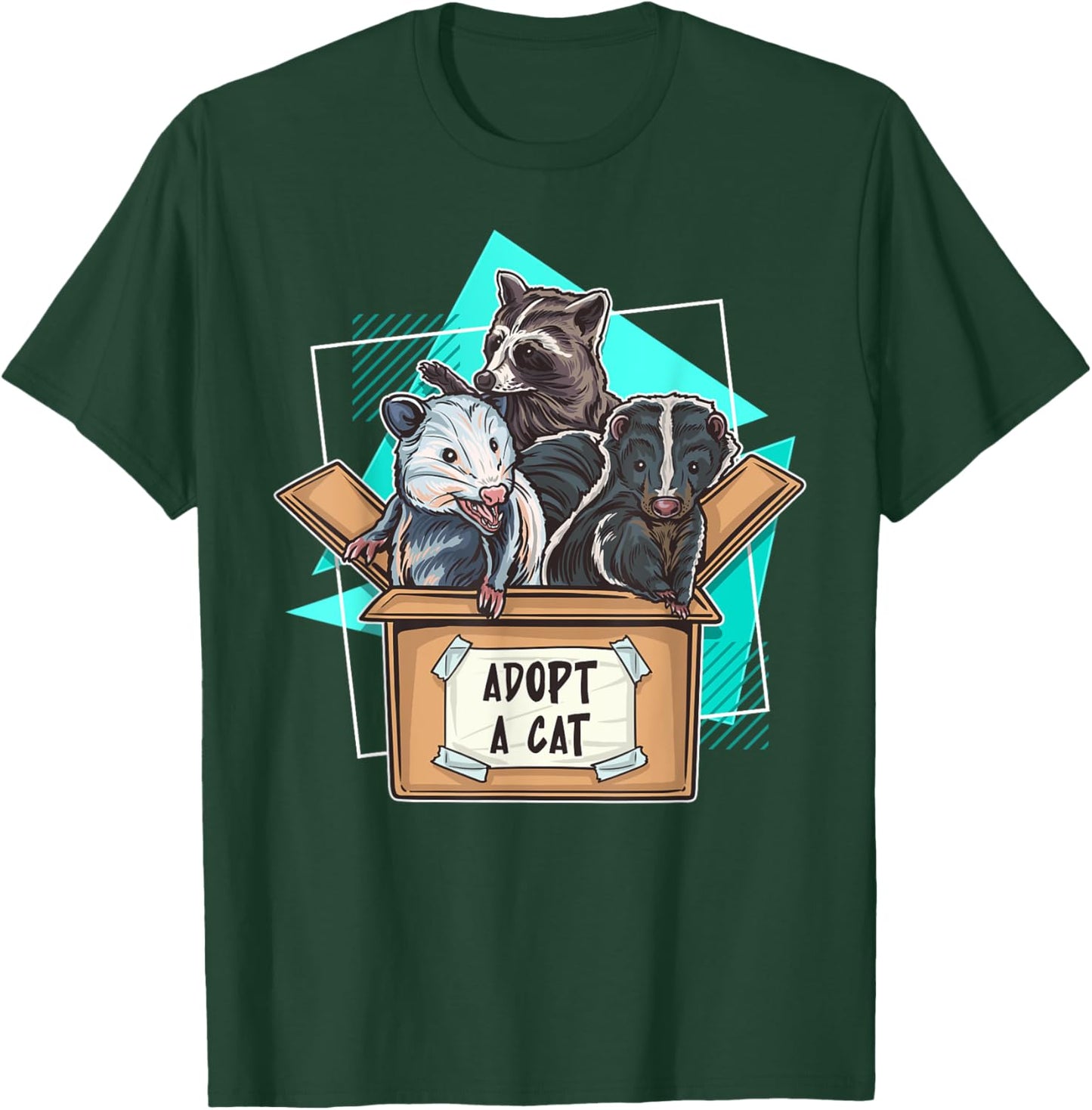 Adopt a Cat Raccoon Opossum SKunk Street Cat Trash Panda Women Girls Kids T-Shirt - T-Shirt | Forest