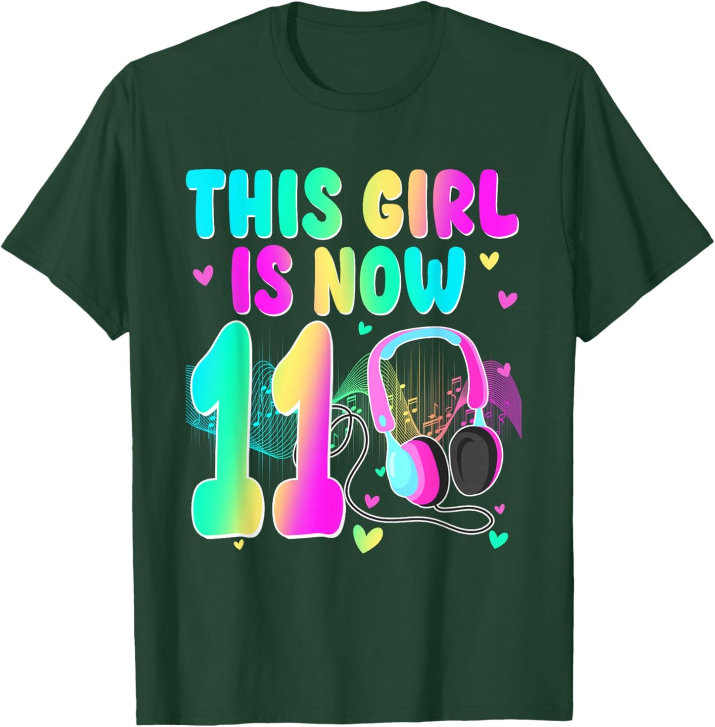 This Girl is Now 11 Year Old Music Themed Birthday Party T-Shirt - T-Shirt | Forest