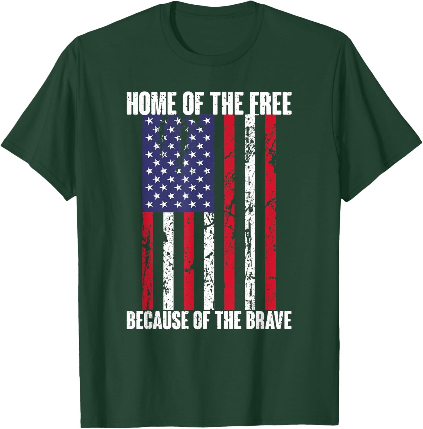 American Flag Veteran: Home Of The Free Because Brave T-Shirt - T-Shirt | Forest