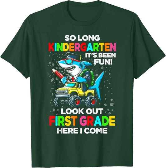 So long kindergarten its been fun shirt shark graduation T-Shirt - T-Shirt | Forest