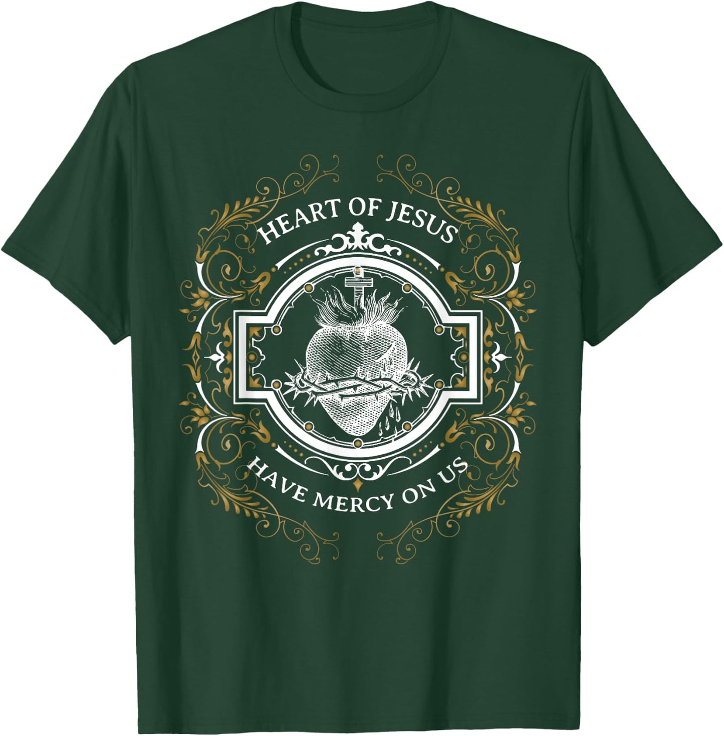 Sacred Heart of Jesus Litany Vintage Blessing Catholic T-Shirt - T-Shirt | Forest