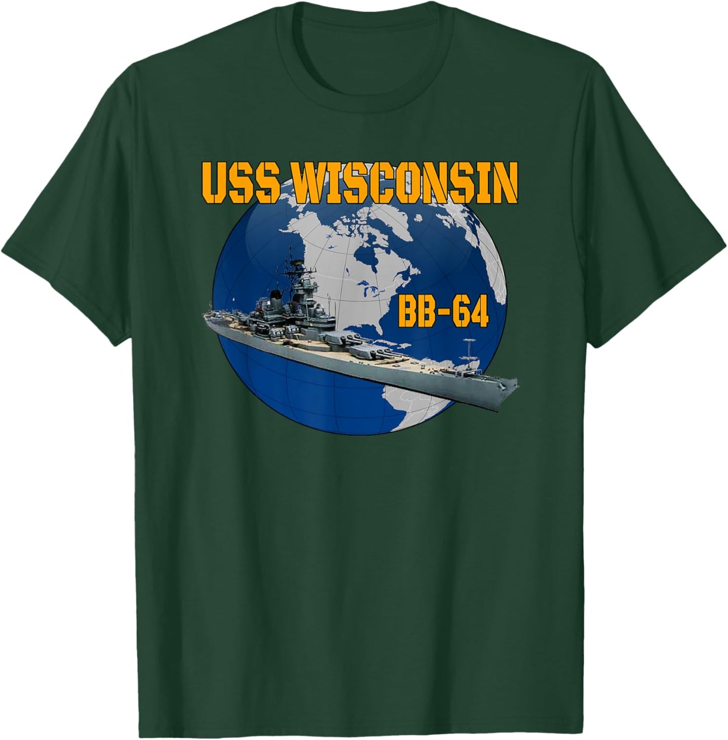 USS Wisconsin BB-64 Battleship for Grandpa Father Dad Son T-Shirt - T-Shirt | Forest
