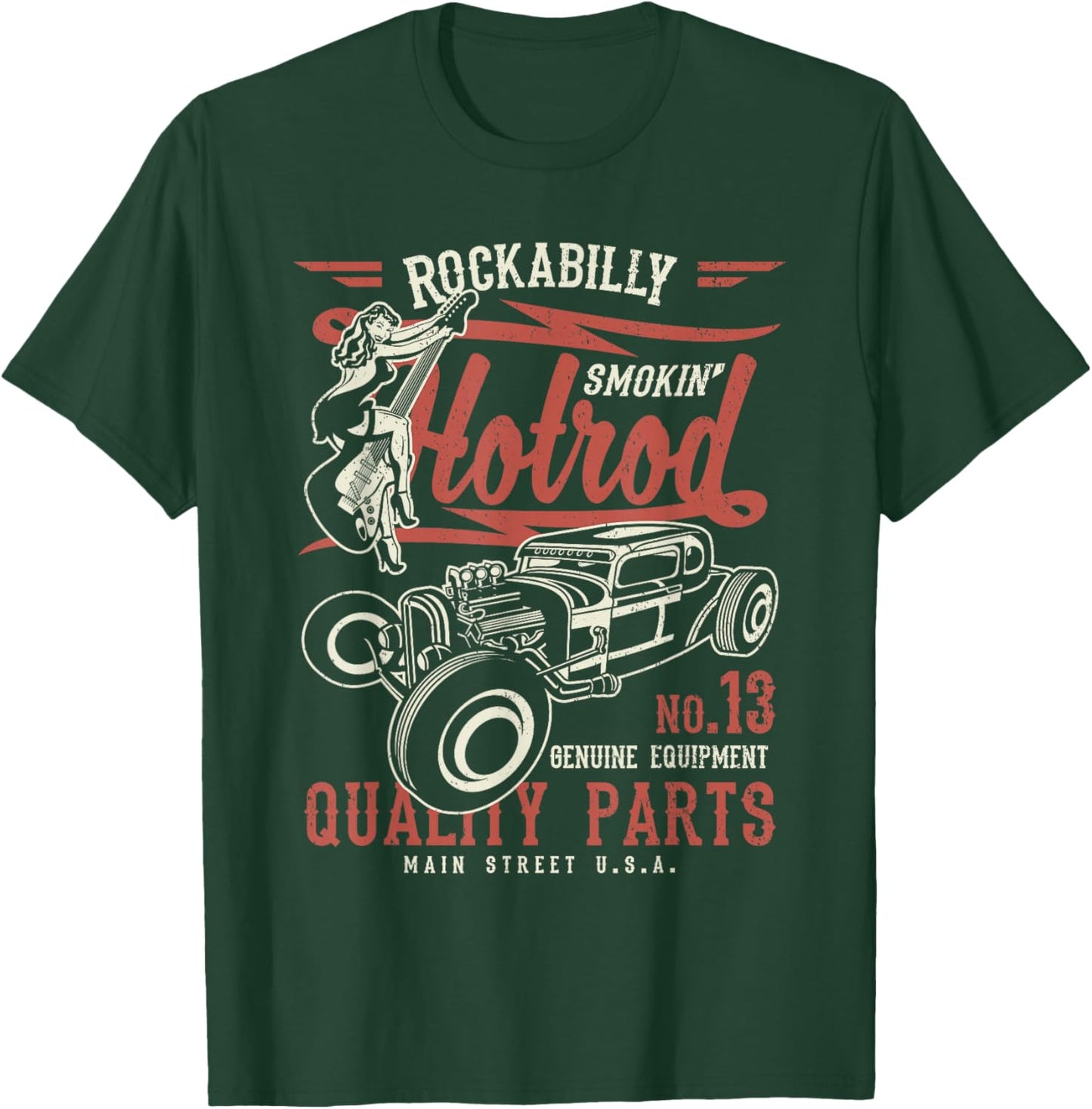 Retro Vintage Style Hotrod Distressed Design T-Shirt - T-Shirt | Forest