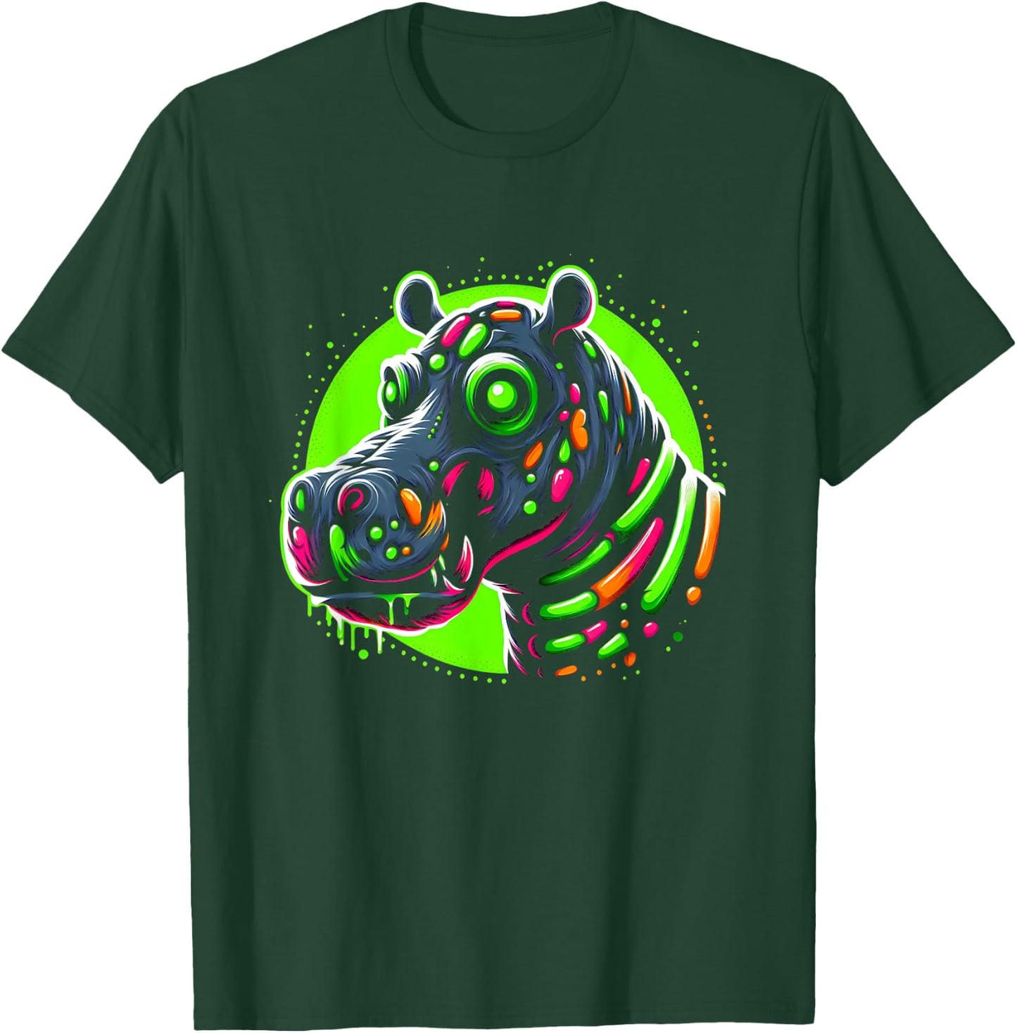 Zombie Hippo Hippopotamus Halloween Horror Skeleton Creepy T-Shirt - T-Shirt | Forest