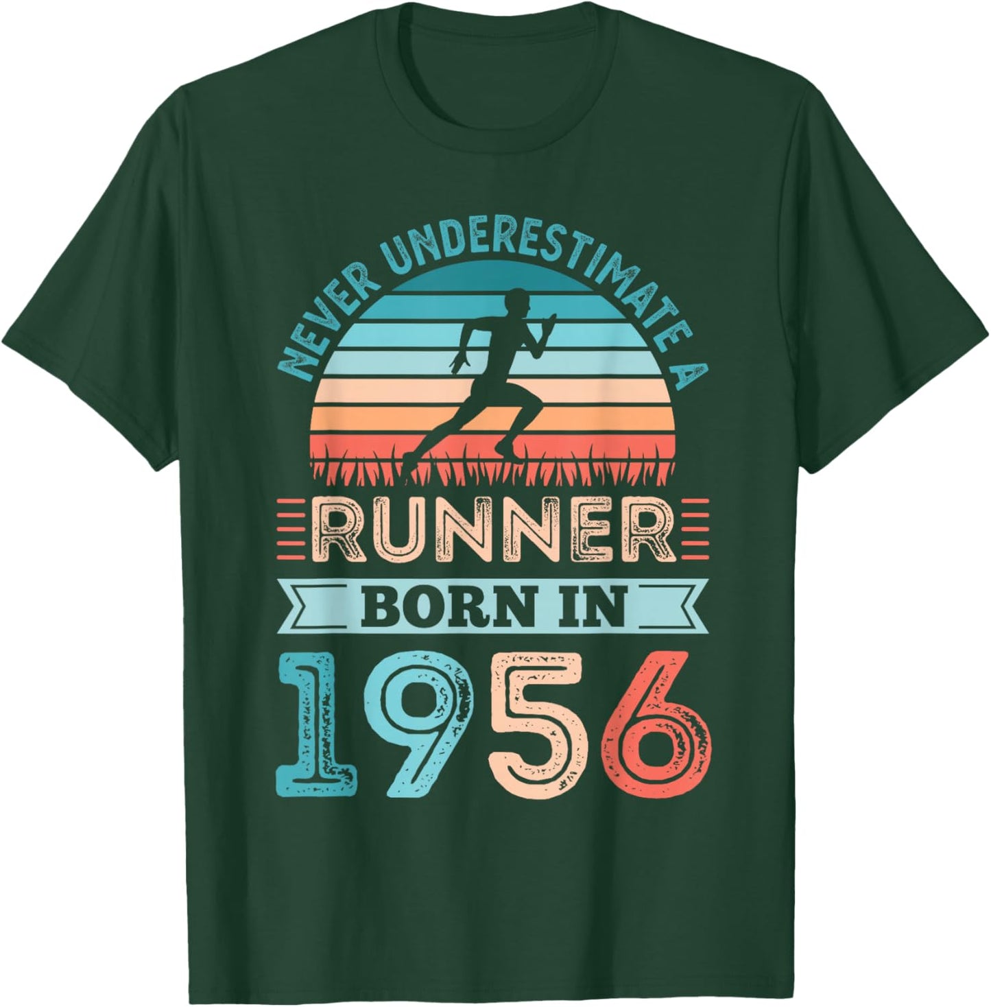 Runner born in 1956 70th Birthday Running Gifts T-Shirt - T-Shirt | Forest