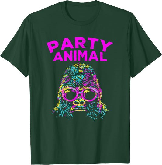 Cute Gorilla Party Animal Lover Colorful Monkey T-Shirt - T-Shirt | Forest