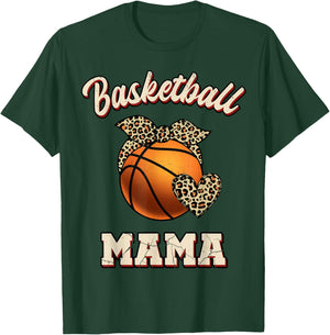 Basketball Mama Bandana Leopard Heart Fans Mother's Day T-Shirt - T-Shirt | Forest