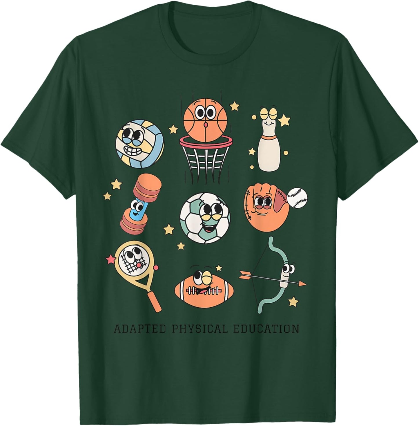 Cute Adapted Physical Education Teacher Sports Ape Teacher T-Shirt - T-Shirt | Forest
