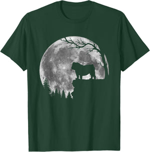 English Bulldog Moon Silhouette Funny Lazy Halloween Costume T-Shirt - T-Shirt | Forest
