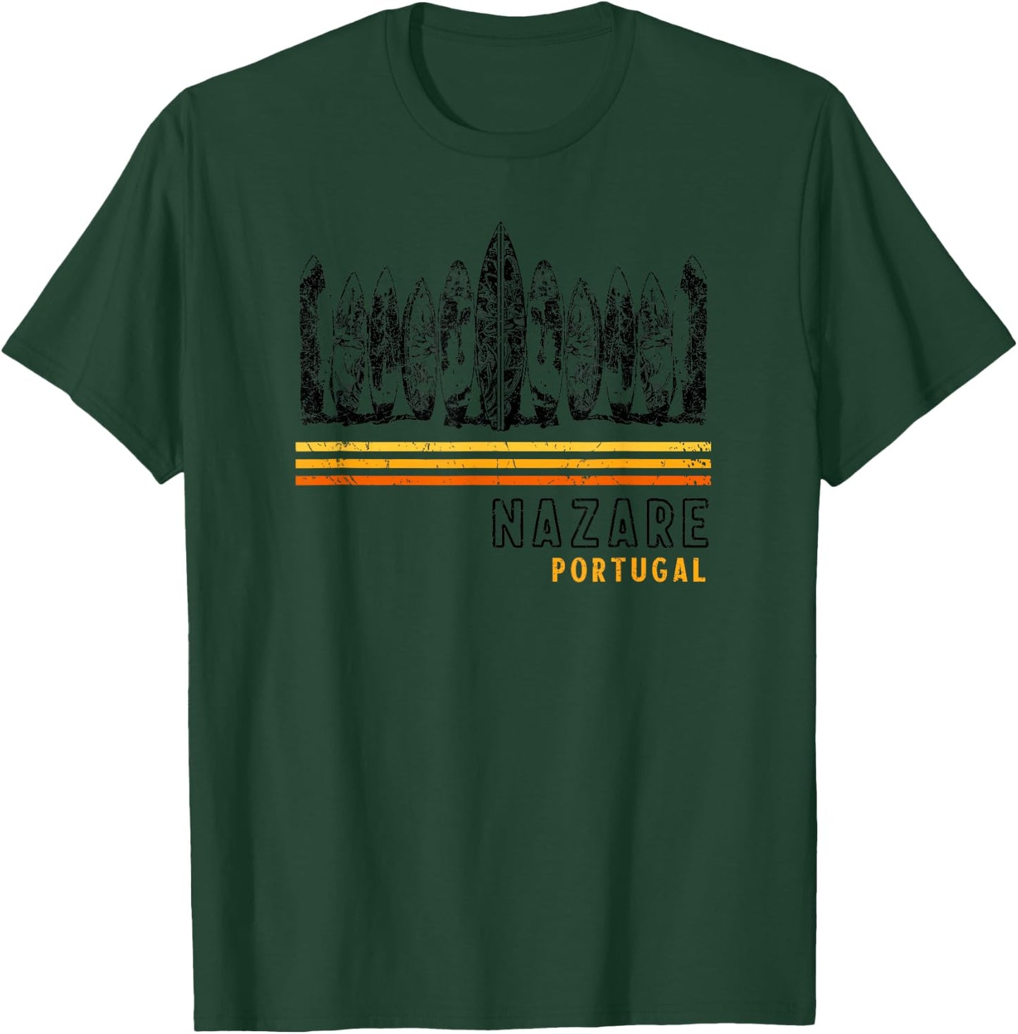 Nazare Portugal Retro Surfing T-Shirt - T-Shirt | Forest