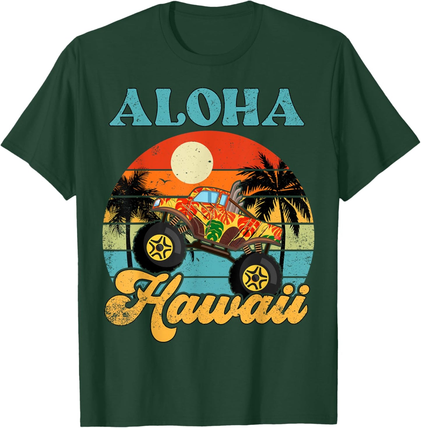 Boy Toddler Hawaiian-Shirt Aloha Hawaii Monster Truck Kids T-Shirt - T-Shirt | Forest