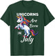 Unicorns Are Born In July Fantasy Birthday Funny Birth Month T-Shirt - T-Shirt | Forest
