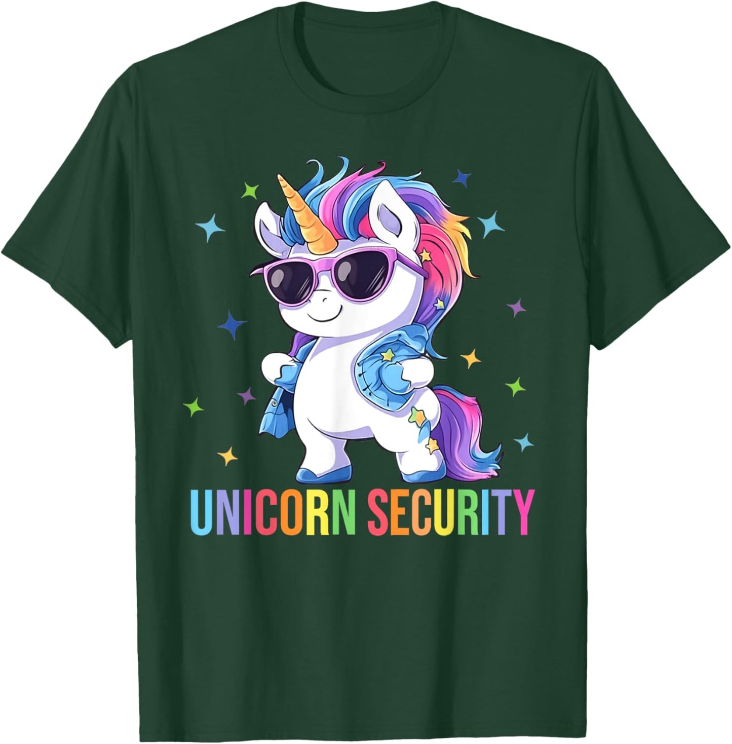 Birthday Party Dad Mom Daughter Costume Unicorn Security T-Shirt - T-Shirt | Forest
