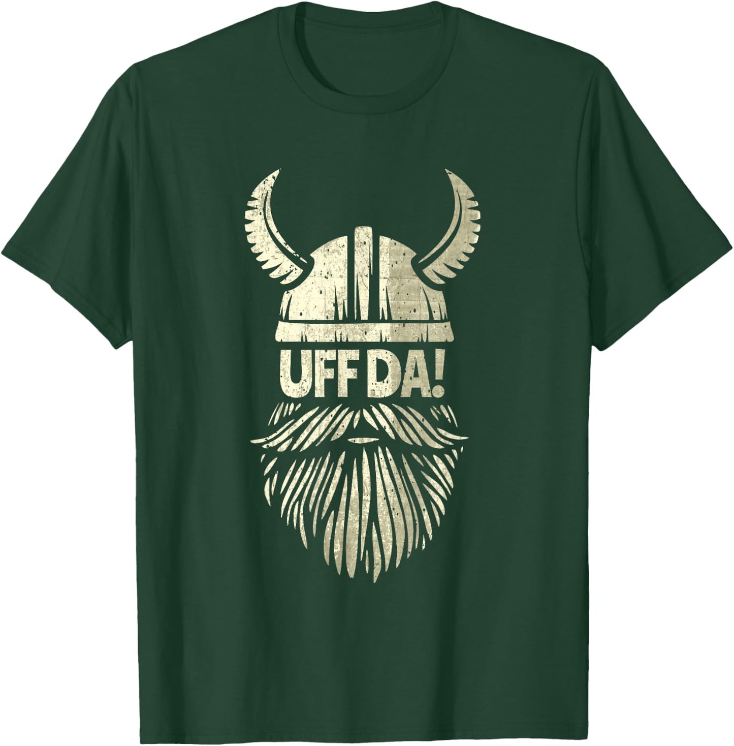 Uff Da Norwegian Quote Scandinavian Viking Helmet Beard Man T-Shirt - T-Shirt | Forest