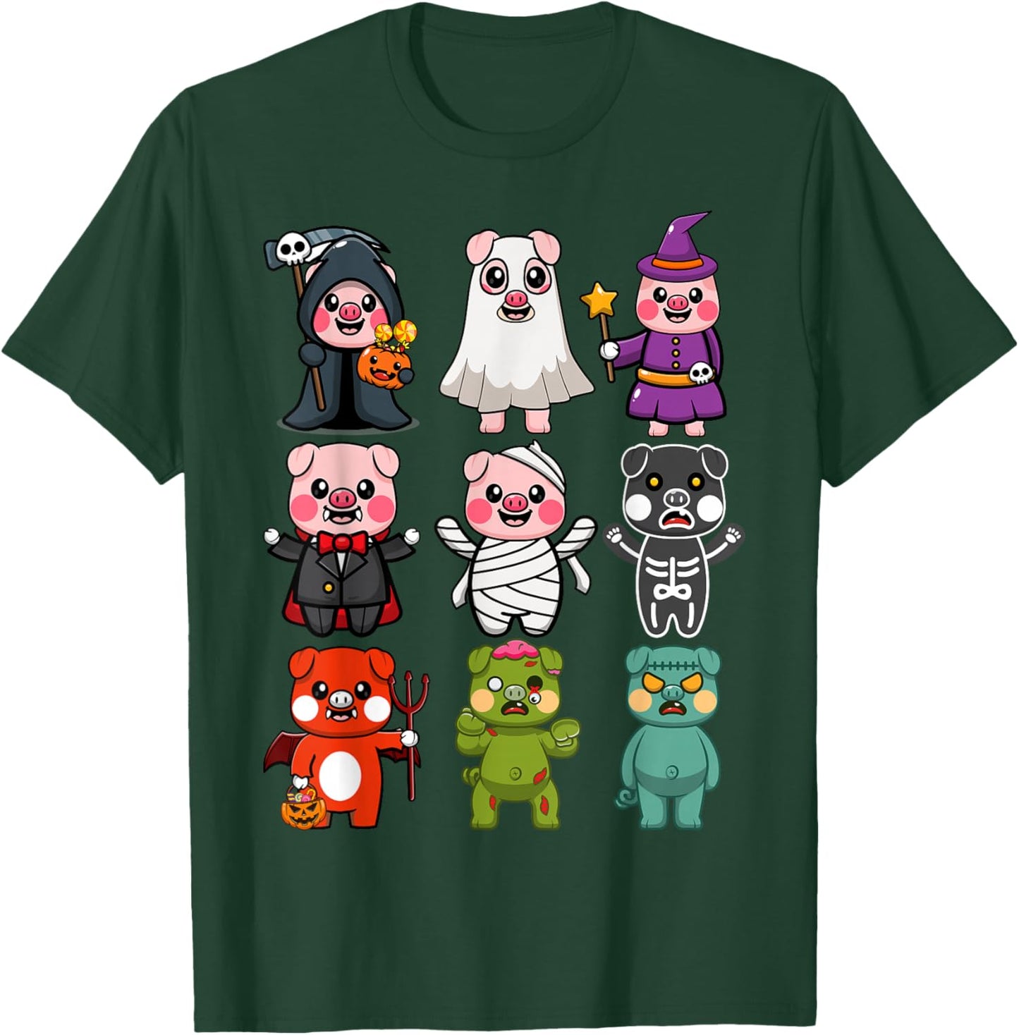Pig Spooky Ghost Witch Boo-jee Horror Pumpkin Pig Halloween T-Shirt - T-Shirt | Forest